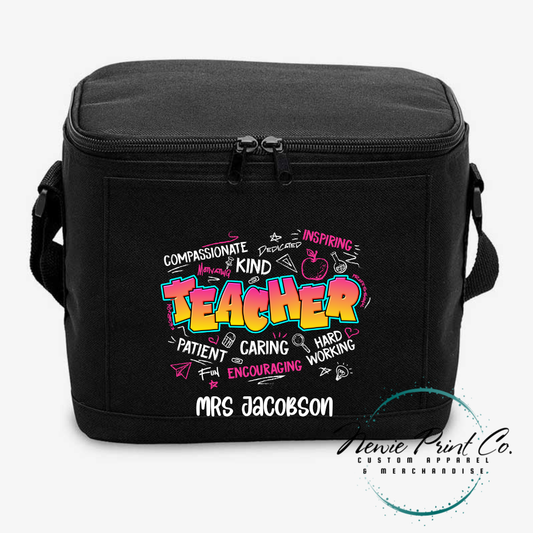 Personalized 6-pack can cooler bag with custom name embroidery, perfect for Father’s Day gifts, weekend outings, and keeping drinks cold on the go.