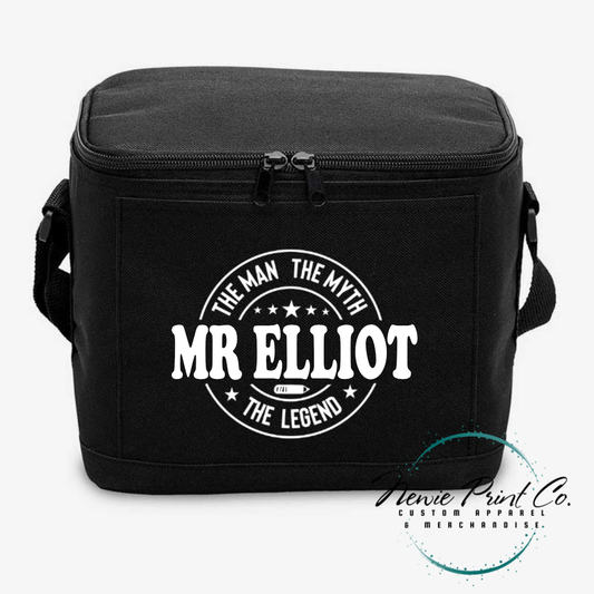 Personalized 6-pack can cooler bag with custom name embroidery, perfect for Father’s Day gifts, weekend outings, and keeping drinks cold on the go.