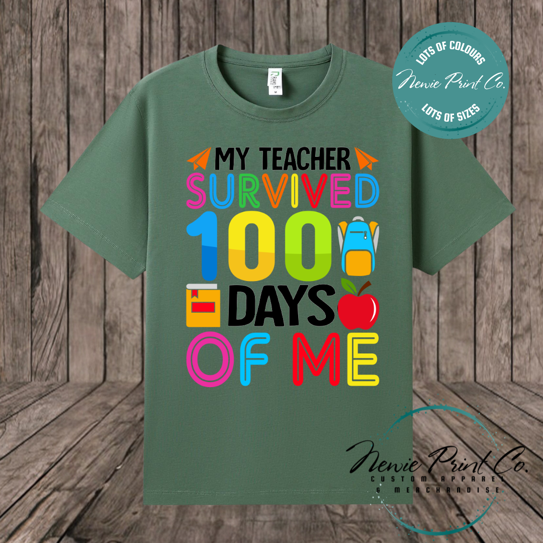 Celebrate 100 Days of School with custom t-shirts! Personalised with names, printed on premium cotton. Fast shipping Australia-wide.