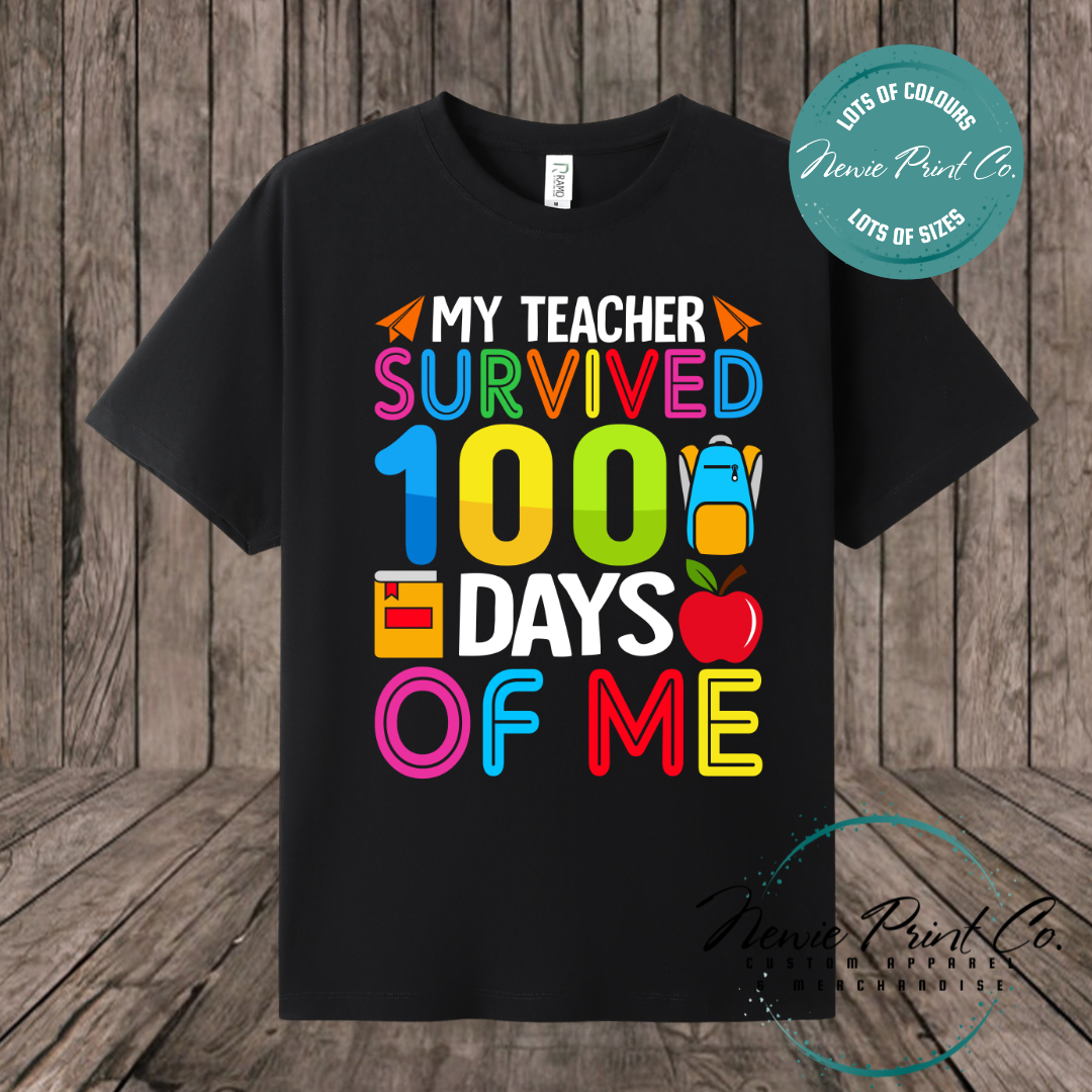 Celebrate 100 Days of School with custom t-shirts! Personalised with names, printed on premium cotton. Fast shipping Australia-wide.