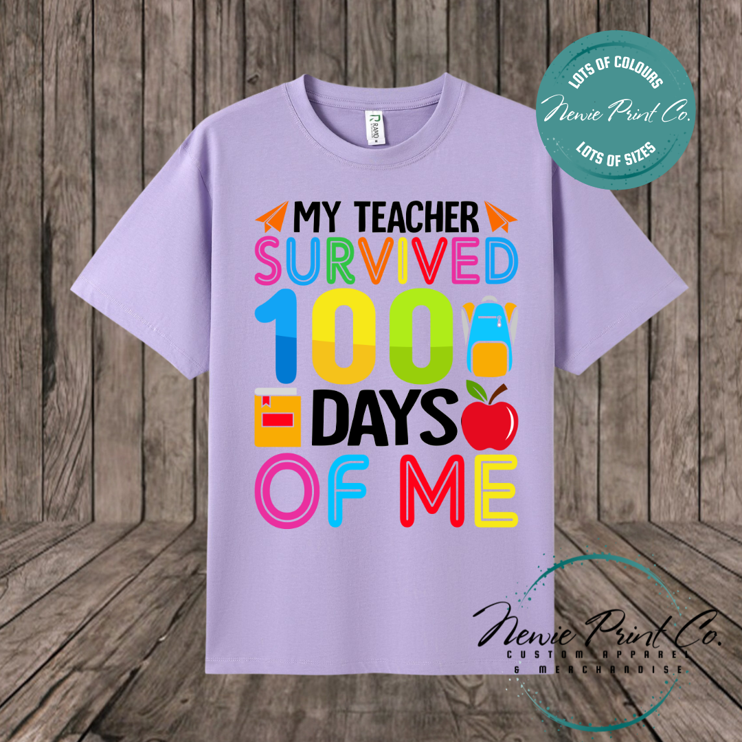Celebrate 100 Days of School with custom t-shirts! Personalised with names, printed on premium cotton. Fast shipping Australia-wide.