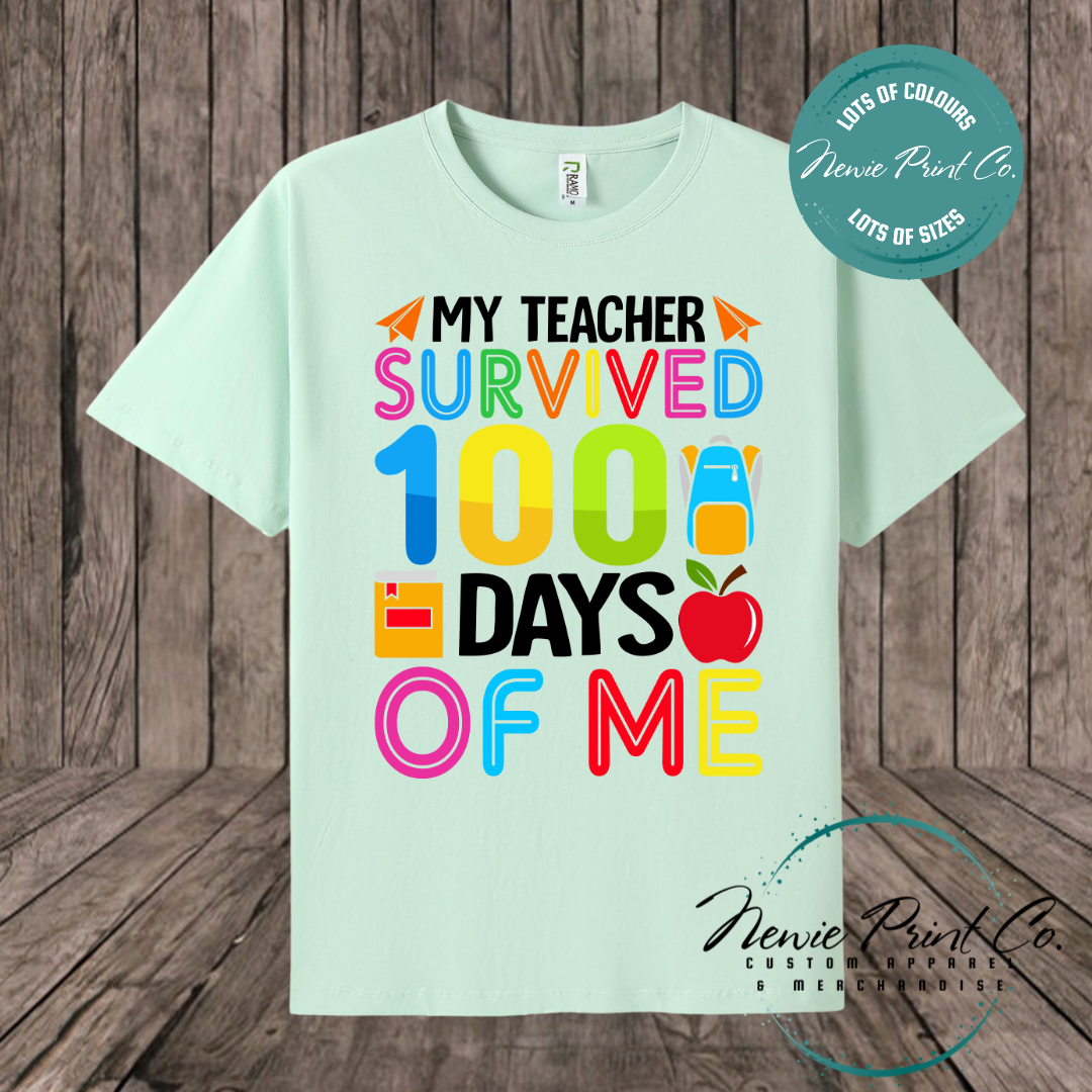 Celebrate 100 Days of School with custom t-shirts! Personalised with names, printed on premium cotton. Fast shipping Australia-wide.