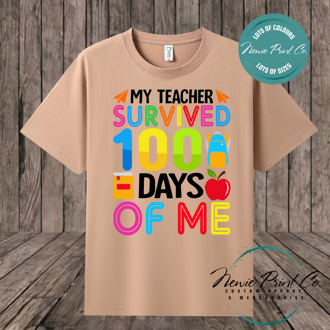 Celebrate 100 Days of School with custom t-shirts! Personalised with names, printed on premium cotton. Fast shipping Australia-wide.