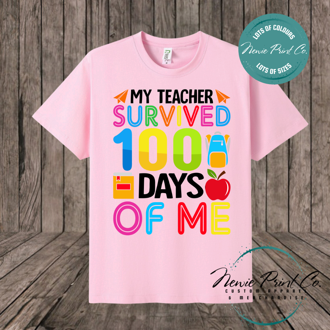 Celebrate 100 Days of School with custom t-shirts! Personalised with names, printed on premium cotton. Fast shipping Australia-wide.
