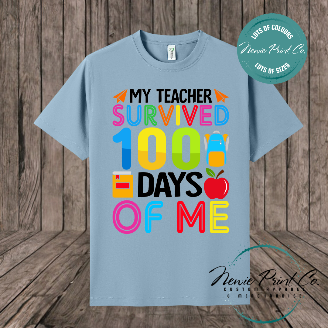 Celebrate 100 Days of School with custom t-shirts! Personalised with names, printed on premium cotton. Fast shipping Australia-wide.