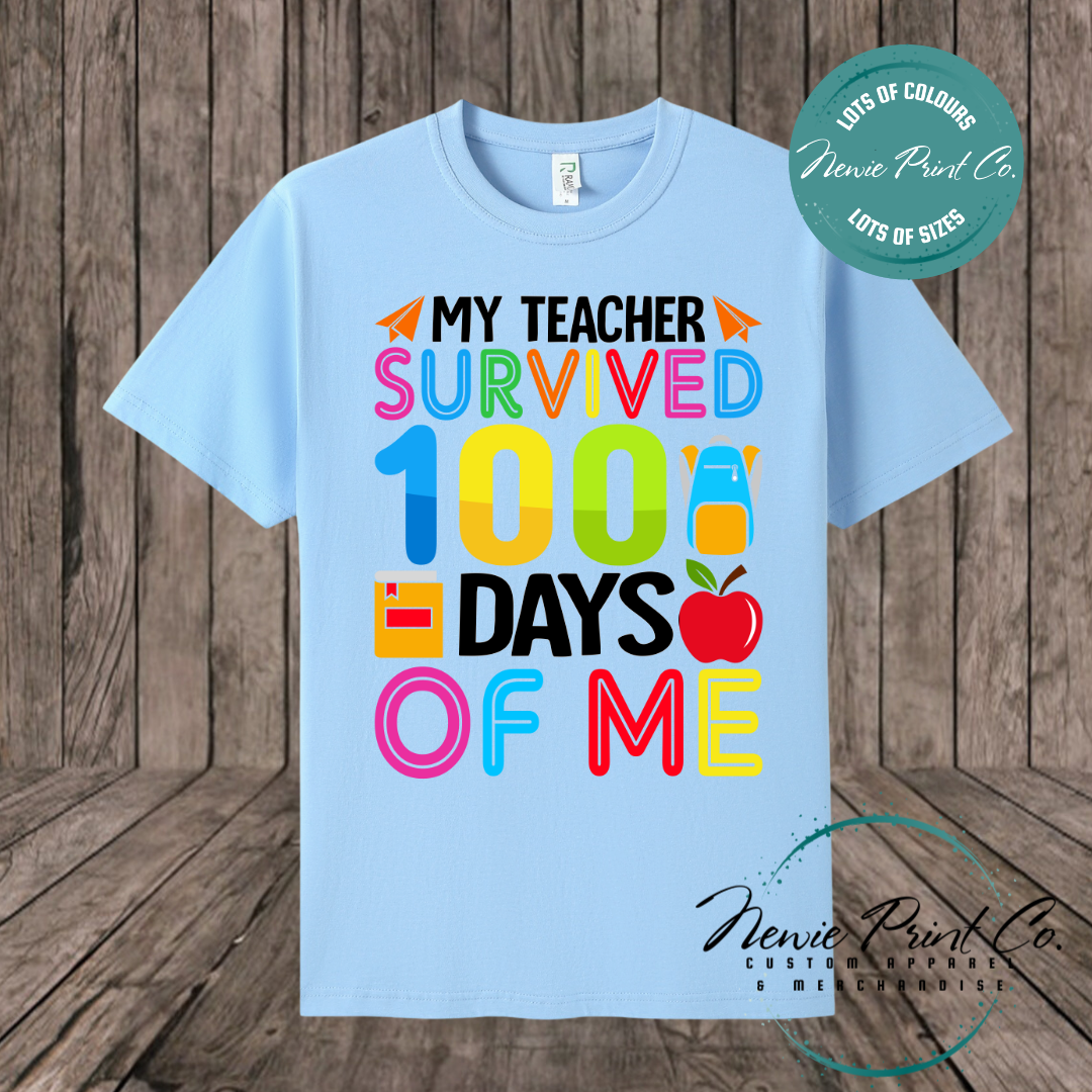 Celebrate 100 Days of School with custom t-shirts! Personalised with names, printed on premium cotton. Fast shipping Australia-wide.