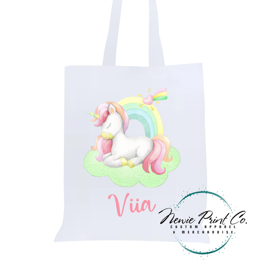 Rainbow Unicorn - Personalized Tote/Library Bags