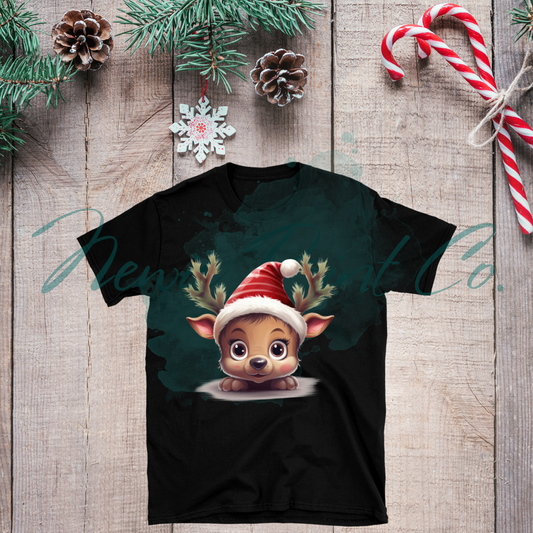 Peeking Reindeer - Christmas T-shirt