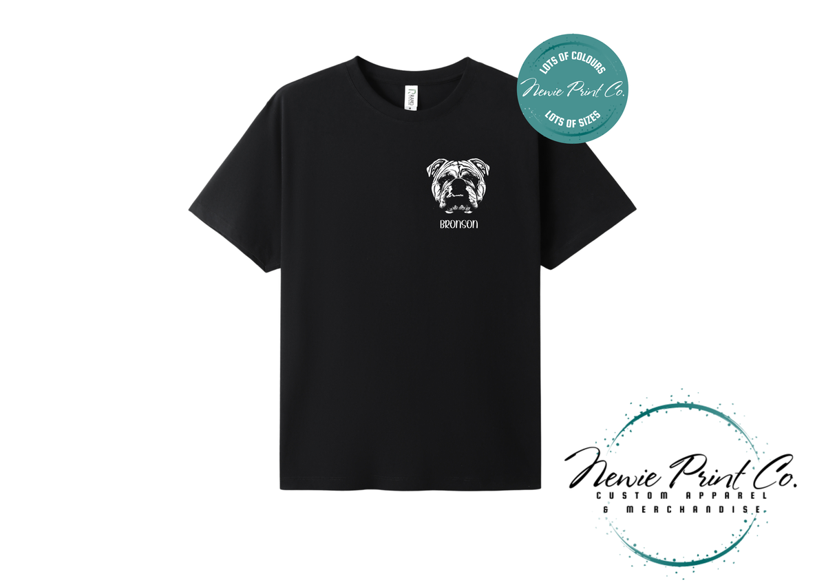 Custom Pet Portrait T-Shirt, Personalised Dog Line Art Tee with Name, Pet Memorial Gift, Dog Mum Gift, Custom Pet Portrait Shirt