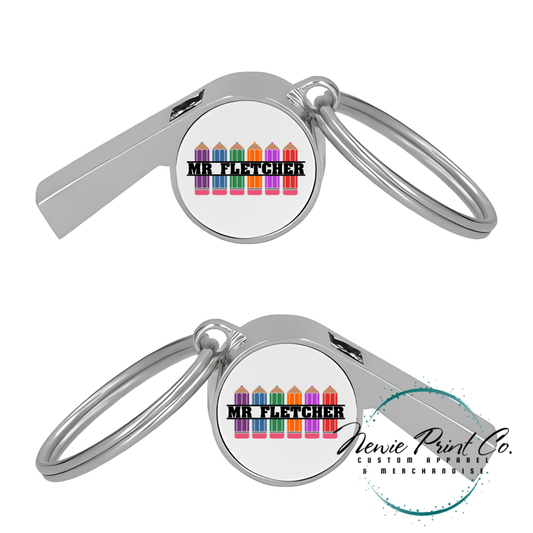 Rainbow Pencils - Personalized Whistle Keyring