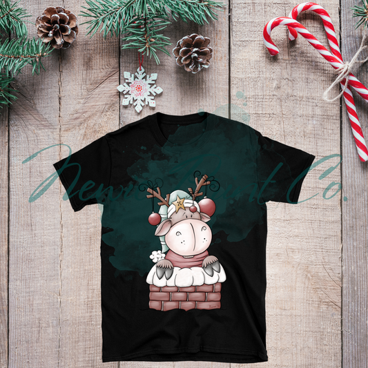 Reindeer in Chimney - Christmas T-shirt