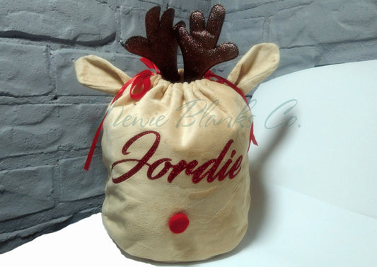 Large Size Velvet Reindeer Sacks - Personalised