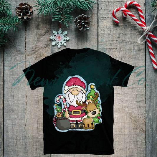 Santa and Reindeer Kids Christmas Tee