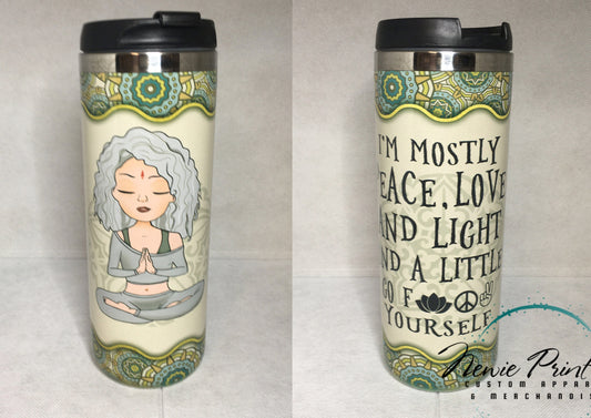 Personalised Insulated Travel Coffee Tumbler - Peace, Love
