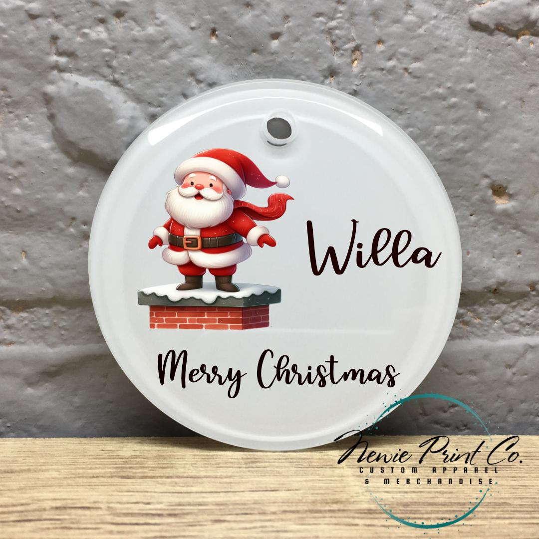 Santa on a Chimney Personalised Ornament - Christmas Keepsake