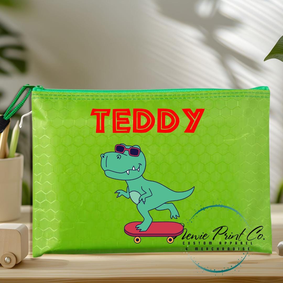 Dinosaur Riding Skateboard 2 - Custom Pencil Case