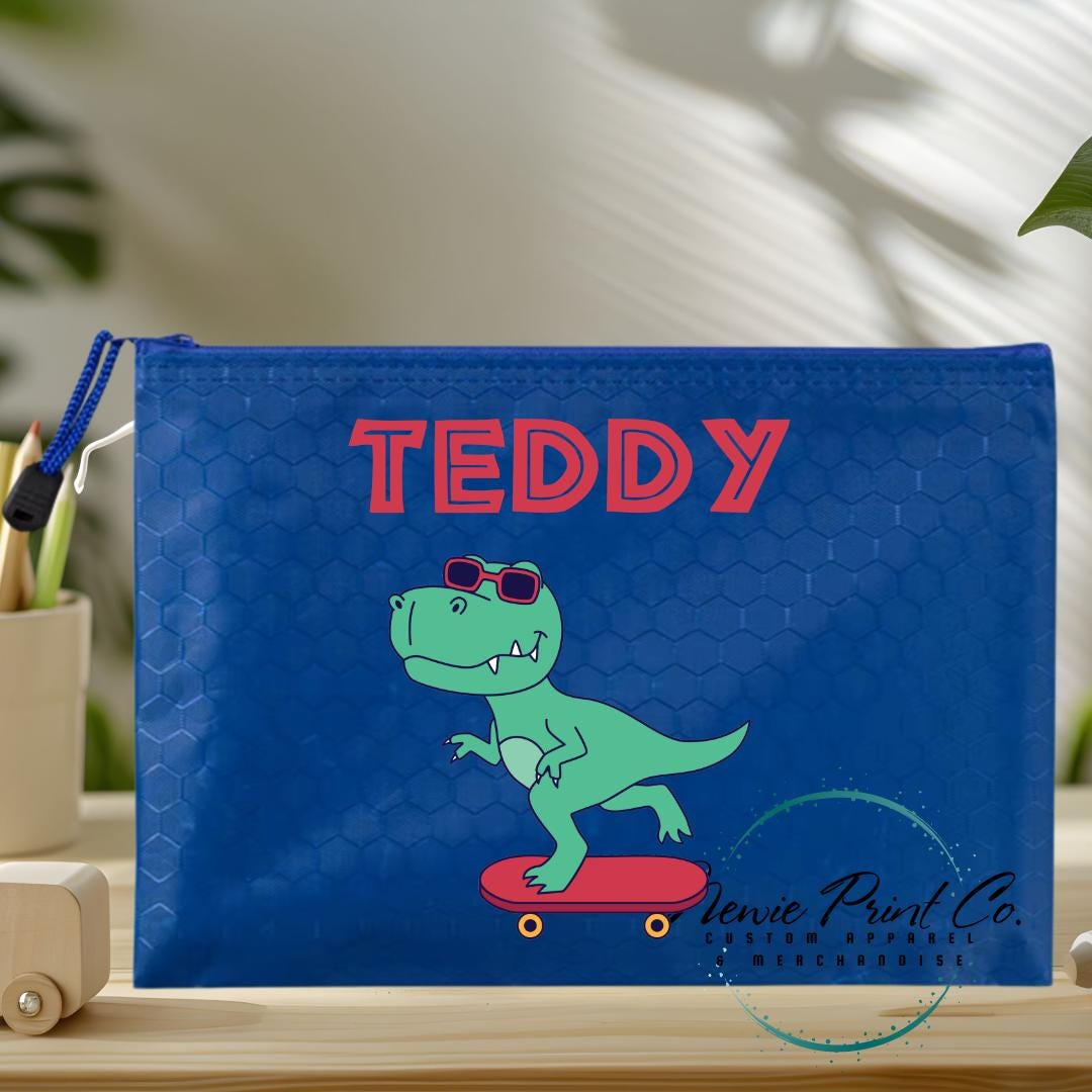 Dinosaur Riding Skateboard 2 - Custom Pencil Case