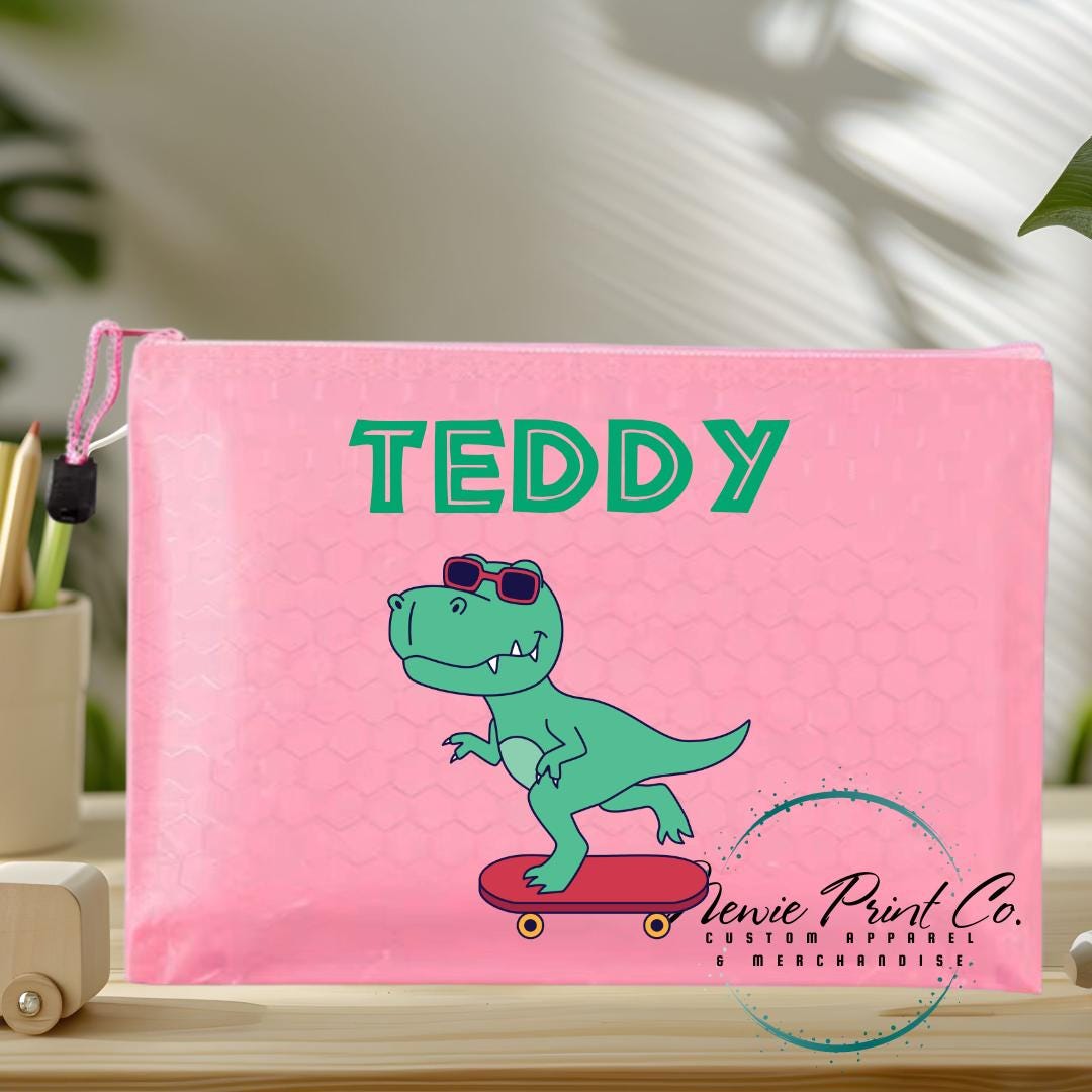 Dinosaur Riding Skateboard 2 - Custom Pencil Case