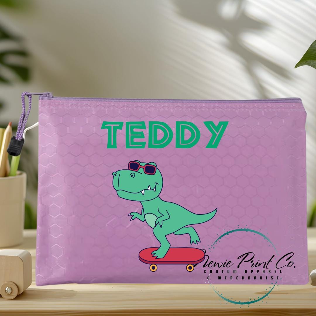 Dinosaur Riding Skateboard 2 - Custom Pencil Case