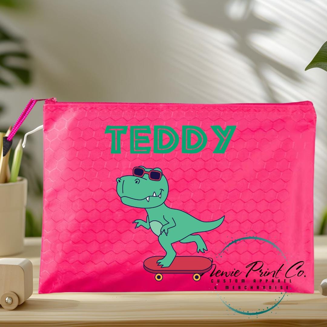 Dinosaur Riding Skateboard 2 - Custom Pencil Case