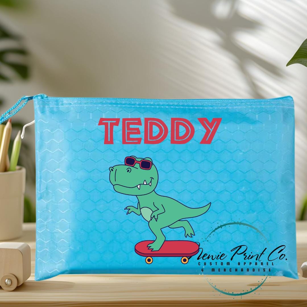 Dinosaur Riding Skateboard 2 - Custom Pencil Case