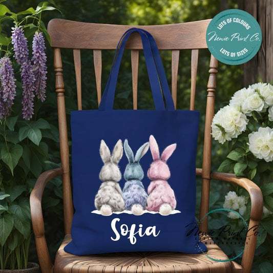 Three Bunny Butts - Easter Personalized Tote/Library Bag