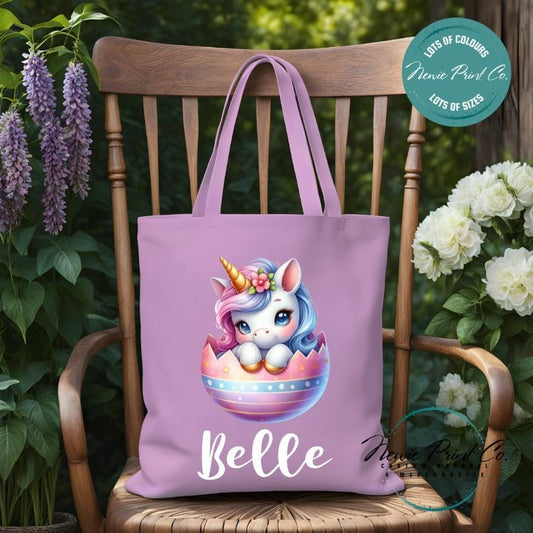 Unicorn Egg - Easter Personalized Tote/Library Bag