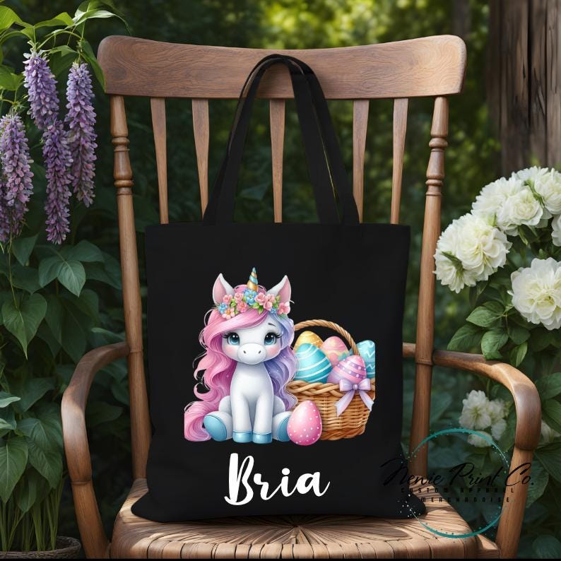 Unicorn - Easter Personalized Tote/Library Bag