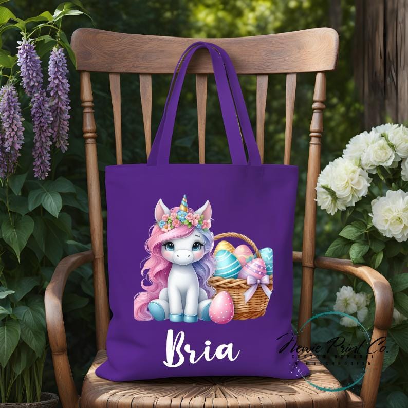 Unicorn - Easter Personalized Tote/Library Bag