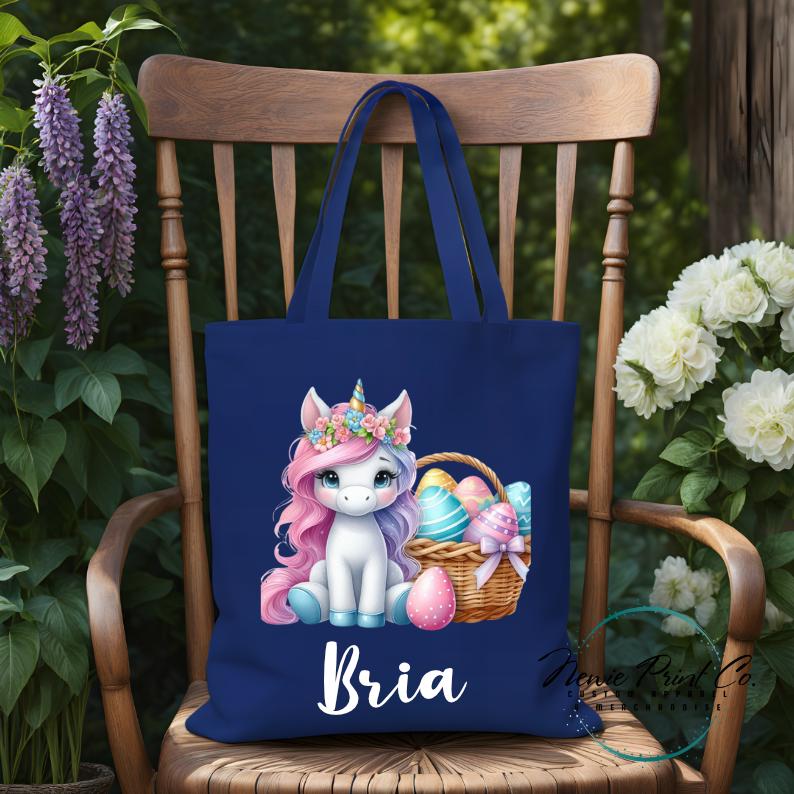 Unicorn - Easter Personalized Tote/Library Bag