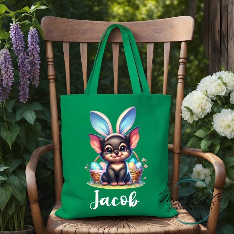 Tassie Devil - Easter Personalized Tote/Library Bag