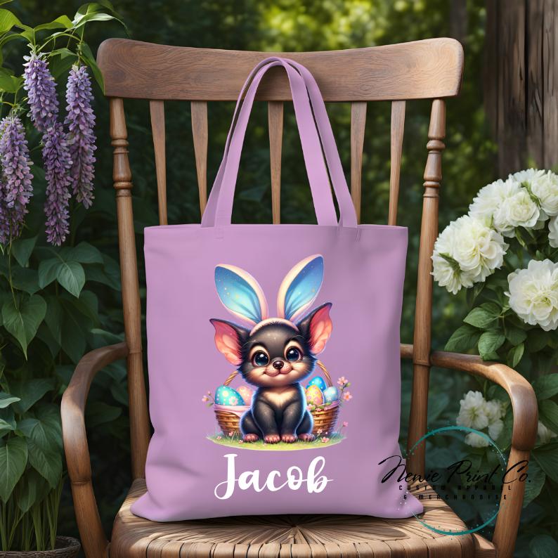 Tassie Devil - Easter Personalized Tote/Library Bag