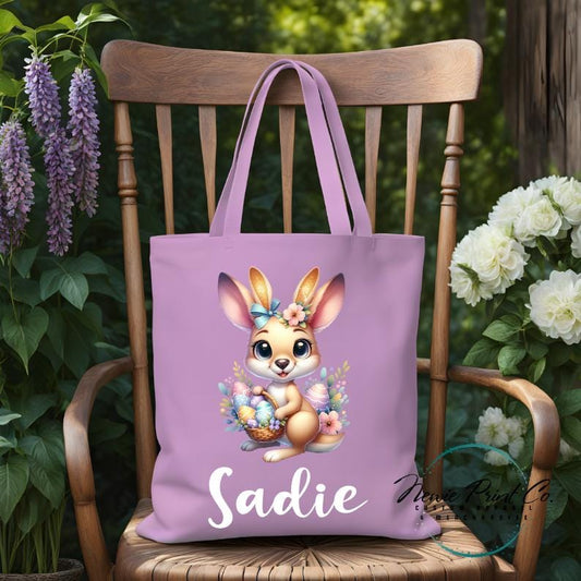 Kangaroo - Easter Personalized Tote/Library Bag