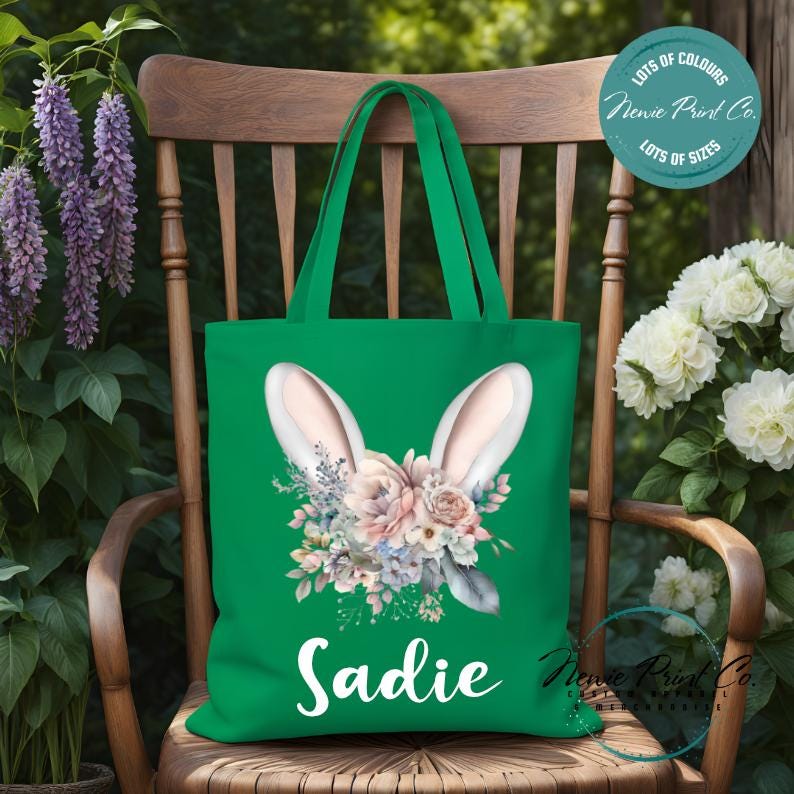 Flower Ears - Easter Personalized Tote/Library Bag