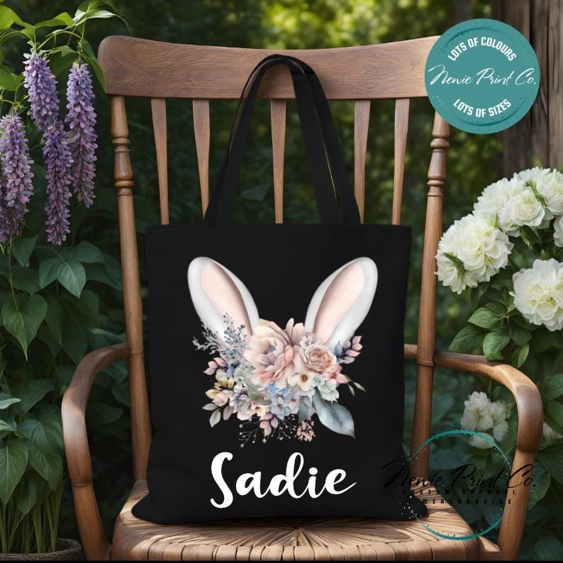 Flower Ears - Easter Personalized Tote/Library Bag