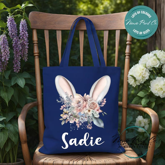 Flower Ears - Easter Personalized Tote/Library Bag