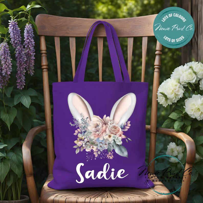 Flower Ears - Easter Personalized Tote/Library Bag