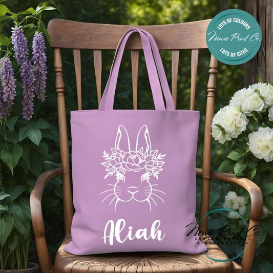 Flower Crown - Easter Personalized Tote/Library Bag