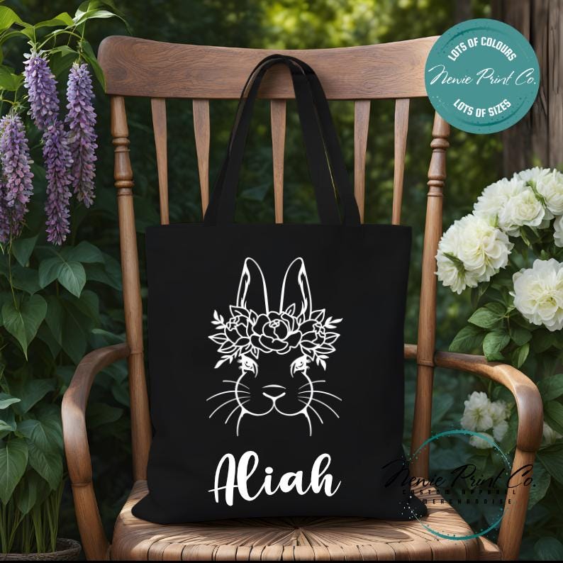 Flower Crown - Easter Personalized Tote/Library Bag