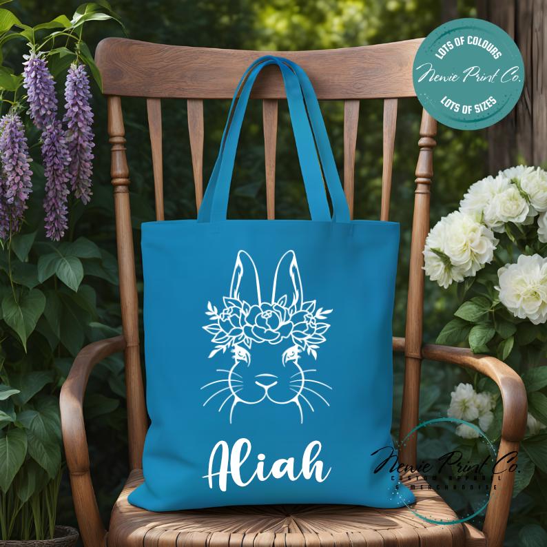 Flower Crown - Easter Personalized Tote/Library Bag