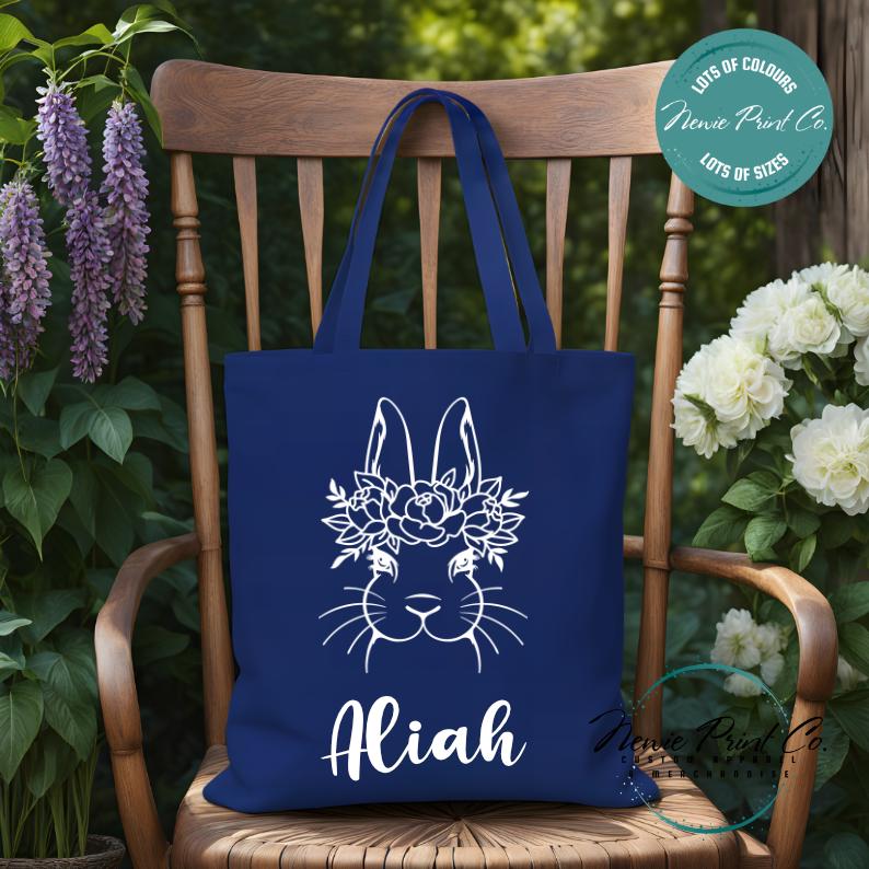Flower Crown - Easter Personalized Tote/Library Bag