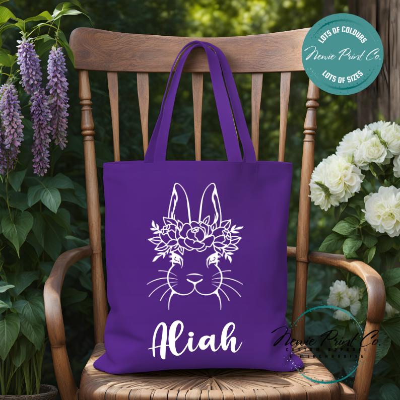Flower Crown - Easter Personalized Tote/Library Bag