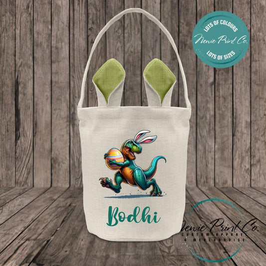 Dino Running - Easter Bunny Ear Tote Bag