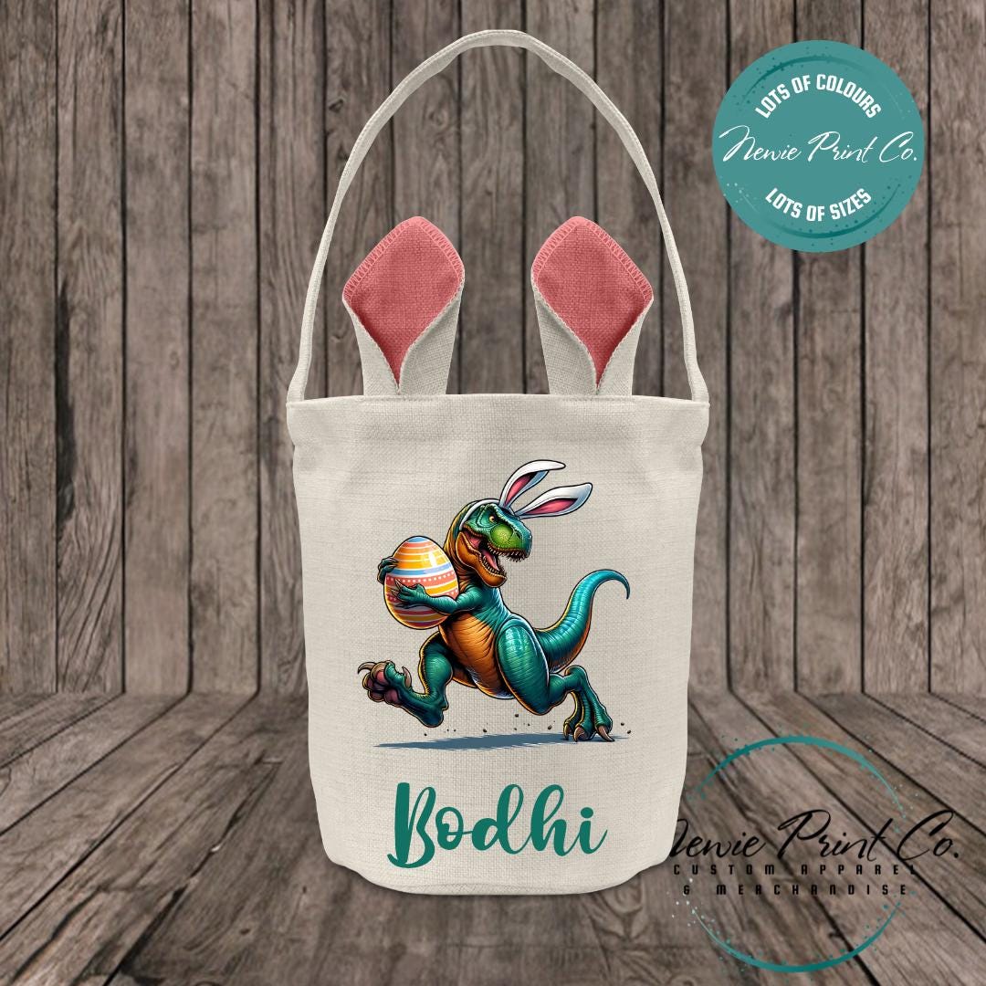 Dino Running - Easter Bunny Ear Tote Bag