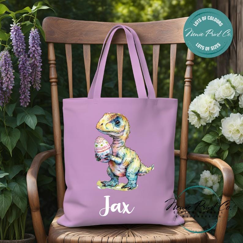 Dino - Easter Personalized Tote/Library Bag