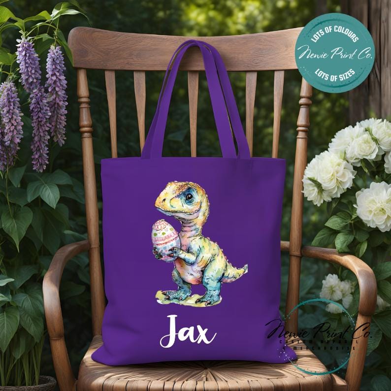 Dino - Easter Personalized Tote/Library Bag