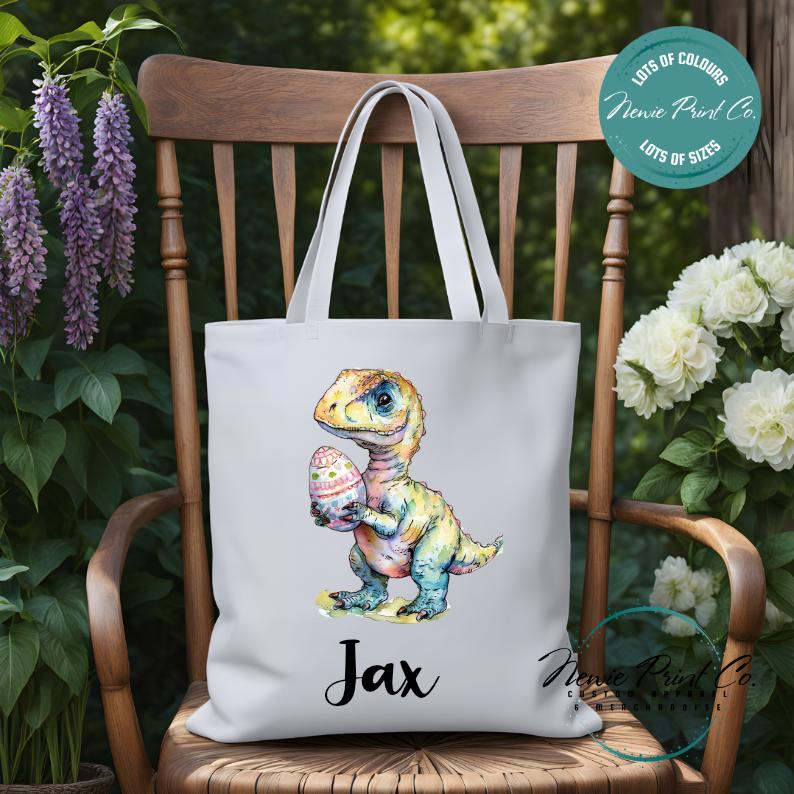 Dino - Easter Personalized Tote/Library Bag