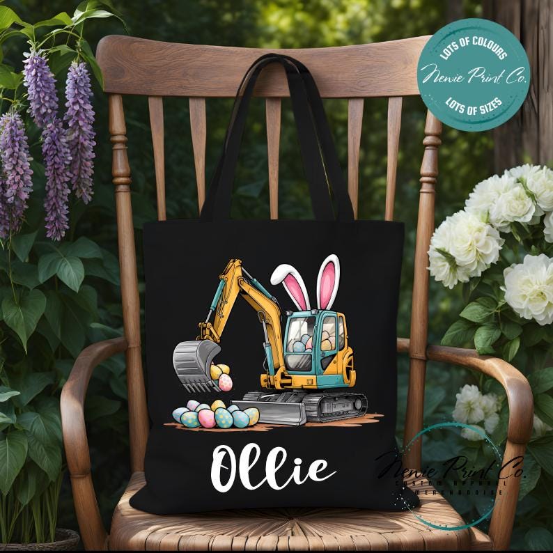Eggscavator - Easter Personalized Tote/Library Bag