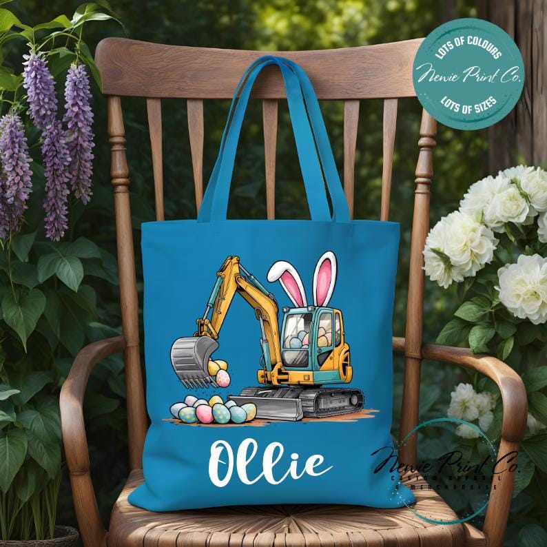 Eggscavator - Easter Personalized Tote/Library Bag