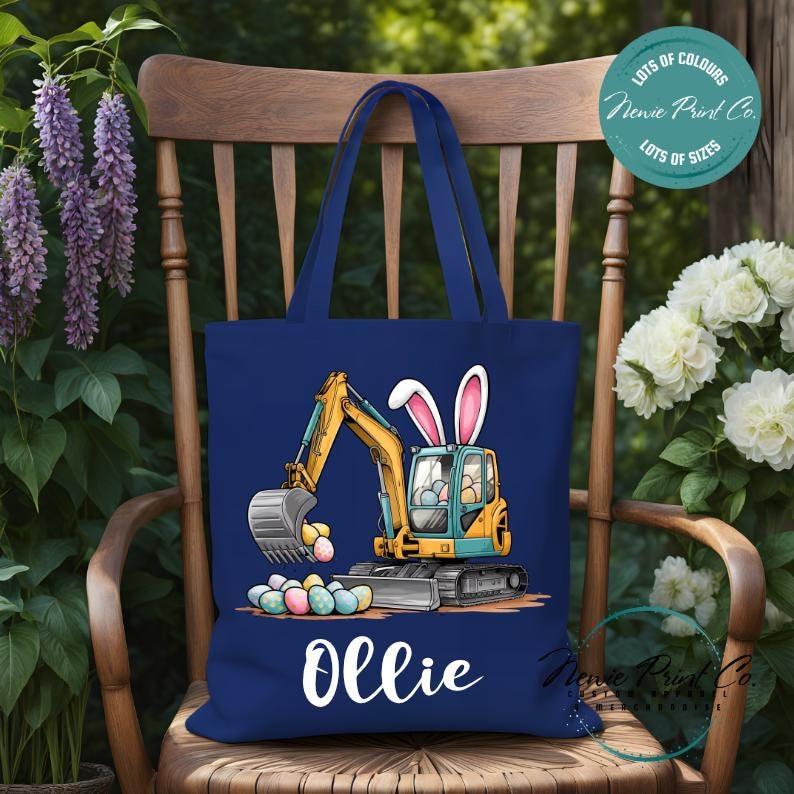 Eggscavator - Easter Personalized Tote/Library Bag